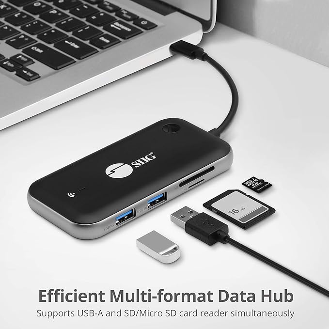 SIIG Wireless Video Extender with USB-C Hub 2X USB 3.0 5Gbps SD &amp TF Card Reader Extend 1080p Video to VGA &amp HDMI Display via Wireless simultaneously USB-C DP Alt Mode Required (CE-H26P11