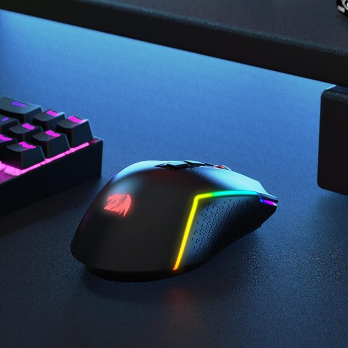 Redragon M693 Wireless Gaming Mouse 8000 DPI Mice w/ 3-Mode Connection BT &amp 2.4G Wireless 7 Macro Buttons Reliable Power Capacity for PC/Mac/Laptop