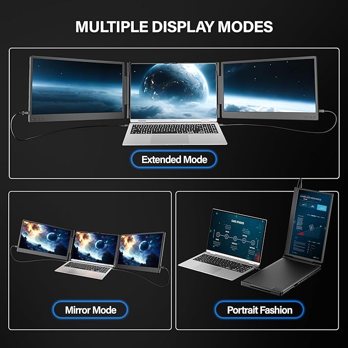 Upgraded Laptop Screen Extender Monitor Portable 14.1 1080P FHD IPS Screen Monitor Extender for Laptop Fit for 13-17 Plug &amp Play Compatiable with Windows/Mac/Chrome/Android