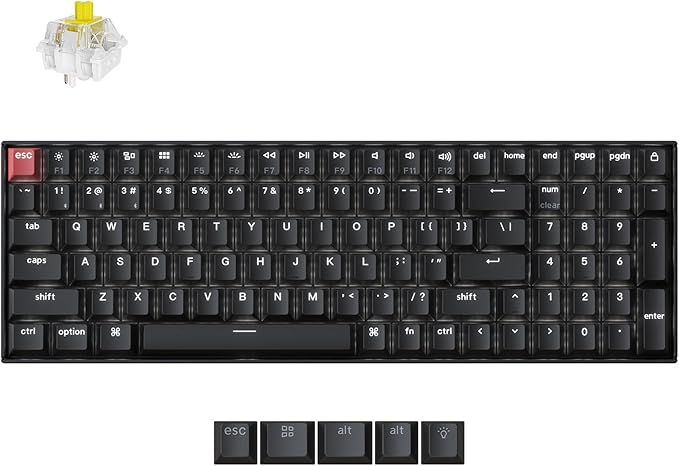 Keychron K4 96% Layout QMK Wireless and Wired Options Mechanical Keyboard White Backlight Super Banana Switch Paired with Shine-Through Double-Shot PBT Keycaps for Mac Windows-Version 3