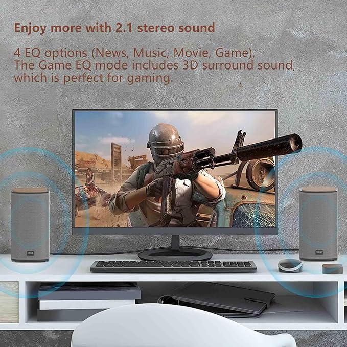 KEiiD 2.1 Bluetooth Computer Speakers with Wireless Subwoofer and Wireless Touchpad for Desktop Laptop Pc Stereo Gaming Speakers 4 EQ Modes Aesthetic Style with Great Sound Quality