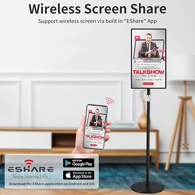 15.6 Digital Signage Displays 10000 mAh Capacitive Touch Screen Advertising Display with HDMI-in All in One LCD Commercial Monitor Player with Android 11(4+64GB)