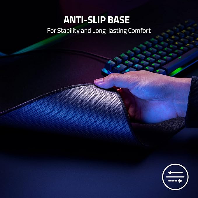 Razer Strider Hybrid Mouse Mat with a Soft Base &amp Smooth Glide: Firm Gliding Surface - Anti-Slip Base - Rollable &amp Portable - Anti-Fraying Stitched Edges - Water-Resistant - XXLarge