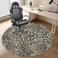 Yellow Red Black PU Leather Office Chair Mat for Hardwood Floor Print Classical Savannah Mammal Large Anti-Slip Floor Protector RugAnti-Slip Home Chair MatEasy to Clean Leopard Diameter 35.4 in