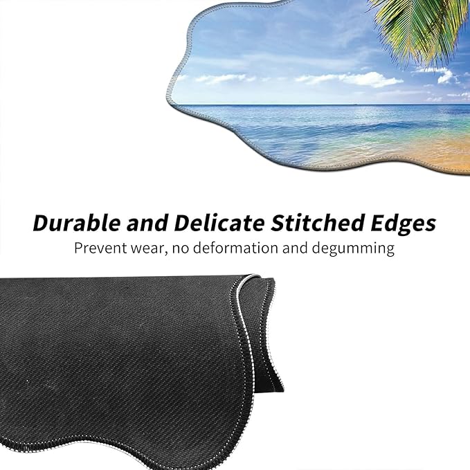 Beach Palm Desk Mat Mouse Pad 35.4X15.7 XL Extended Mousepad Huge Mouse Pads with Stitched Edges Desk Pad for Work Game Office Home