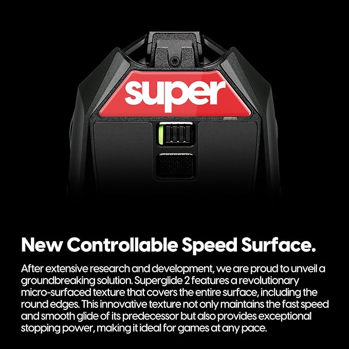Superglide2 - New Controllable Speed Textured Surface Smoothest Mouse Feet/Glides Made with Ultra Strong Glass Smooth and Durable Sole for Logitech G900/903[RED]