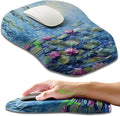 Ergonomic Slope Mouse Pad Wrist Support Wrist Rest Mousepad for Carpal Tunnel Pain Relief with Massage Bulge and Slow Rebound Memory Foam (12x8 inch Lotus Pond)