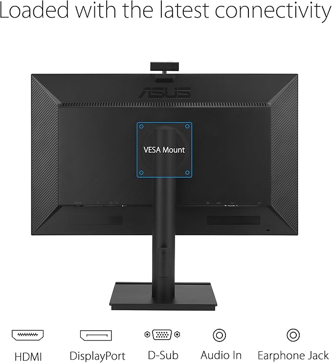ASUS 27” 1080P Video Conferencing Monitor (BE279QFK) - Full HD IPS 100Hz Frameless Built-in Webcam Mic Array Speaker Height Adjustable Ergonomic Design Eye Care Wall Mountable 3 yr warranty