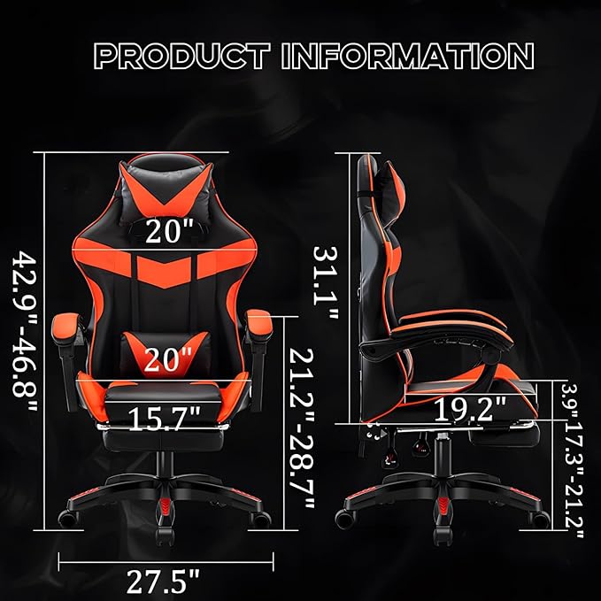 Ergonomic Gaming Chair with FootrestPu Leather Video Game Chairs for Adults 360°Swivel Adjustable Office ChairComfortable Game Lumbar Headrest Backrest RecliningPink+WhitePedals