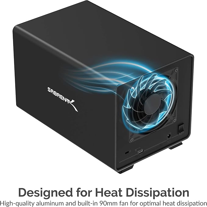 SABRENT 4-Bay USB 3.2 Gen 2 SATA Docking Station for 3.5” HDD/SSD 10Gbps USB-C DAS Tray-Less Hot-Swap Aluminum Enclosure with Cooling Fan Individual Power Switches No RAID (DS-SC4B)