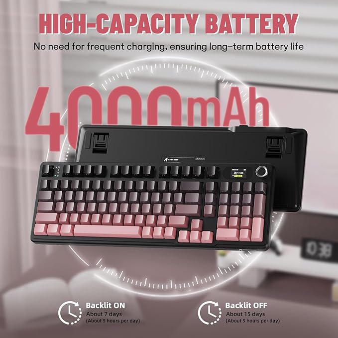 MAMBASNAKE Attack Shark X98 Pro Wireless Mechanical Keyboard with Screen &amp Knob 2.4G/USB-C/BT5.0 Gasket Hot Swappable Creamy Keyboard102 Keys Web Driver RGB Gaming Keyboard for PC/Mac/PS4/Xbox