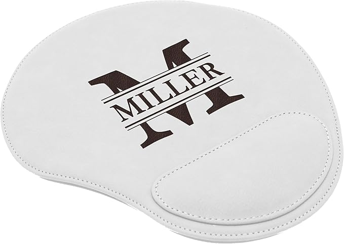 Custom Engraved and Personalized Mouse Pad with Wrist Rest Desk Accessories (White)