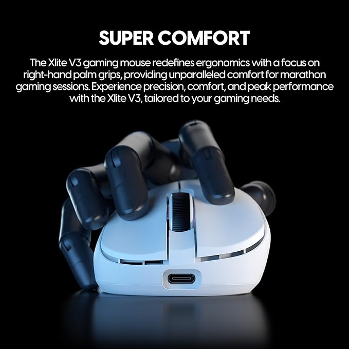 Pulsar Gaming Gears - Xlite V3 mini Wireless Gaming Mouse Ultra Lightweight 1.83 oz (52 g) Ergonomic Optical Switches PAW3395 Optical Sensor (Mini Wireless White) (Renewed)