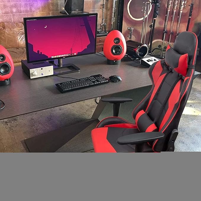 WANYE Gaming/Office/Office Chair with Rocking Function Gaming Chair Height-Adjustable Swivel Chair Chair Black-red red