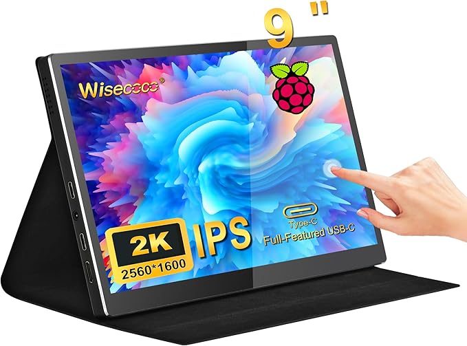 Portable Monitor 9 inch 2K 2560 * 1600 IPS Touch Screen 73% NTSC USB C HDMI Secondary External Computer Laptop LCD Monitor for MacBook Pro Air PC Laptop Phone Xbox PS5