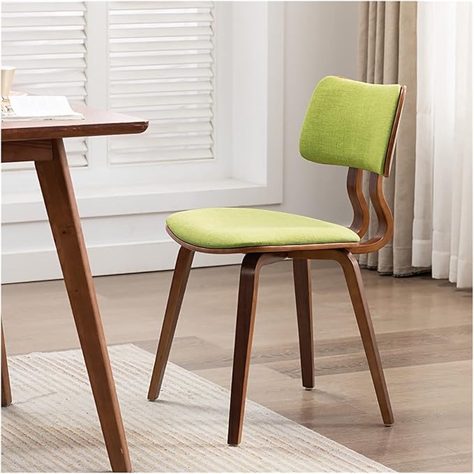 Adjustable Office Computer Chair with Armrest Solid Wood Dining Chairs Kitchen Bedroom Backrest Chair Home Furniture Stool Hotel Restaurant Chair(Walnut Light Green)
