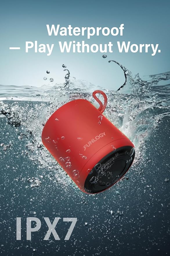 Portable Mini2 Bluetooth Speaker Wireless Portable Speaker with Deep Bass IPX7 Waterproof TWS Stereo Pairing Built-in Mic Small Speaker for Shower Outdoor Travel Red