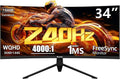 34 Inch Ultrawide Curved Gaming MonitorUWQHD (3440x1440) 240Hz1ms MPRT HDR400Fast VA PIP/PBPAI CrosshairAIPQ(Visual Enhance)MPRT 1msHDMI2.1 * 2DP1.4 * 2(DP Cable Incl.)