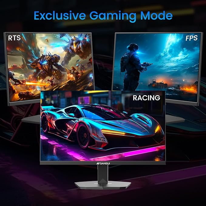SANSUI 24 Inch Gaming Monitor 180Hz DP 1.4 &amp HDMI 2.0 Ports High Refresh Rate Computer Monitor Racing FPS RTS Modes 1ms Response Time 110% sRGB (ES-G24F4 HDMI Cable Included)