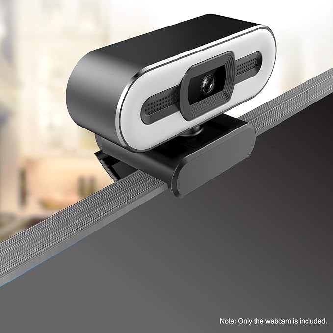 AYNEFY Webcam with Noise Suppression Microphone Live Streaming Webcam 4K 5MP HDR Image Quality Dimmable Lighting Plugandplay for Home Office Streaming
