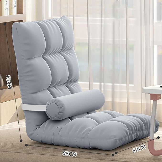 Floor Gaming Chair Convertible Lazy Sofa Chair with 5-Position Adjustable Backrest Meditation Chair Removable and Washable Chair Cover for Reading Meditating(Gray)