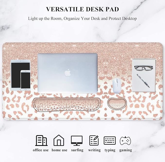 Lateefah Desk Mat Mouse Pad with Wrist Rest 4-in-1 Large Mouse Pads for Desk Ergonomic Mouse Pad and Keyboard Wrist Rest Gaming Keyboard Mat for Office Home