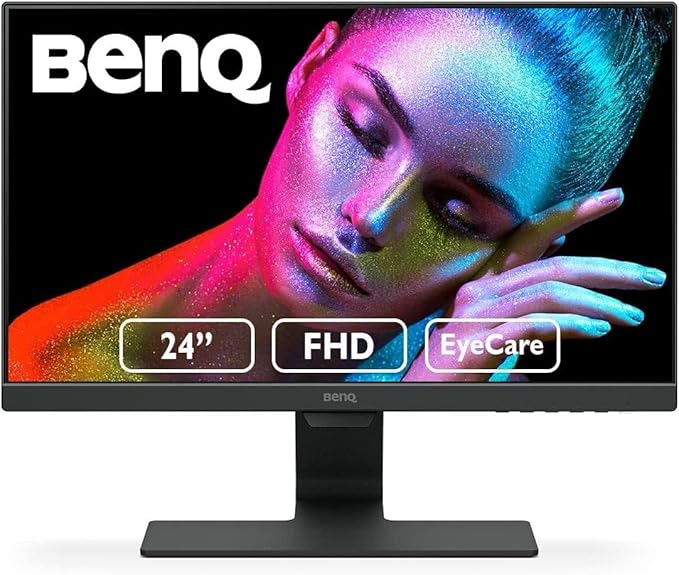 BenQ GW2480 Computer Monitor 24 FHD 1920x1080p | IPS | Eye-Care Tech | Low Blue Light | Anti-Glare | Adaptive Brightness | Tilt Screen | Built-in Speakers | DisplayPort | HDMI | VGABlack