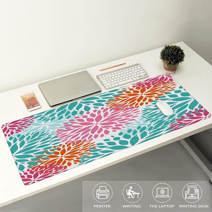 Abstract Art Flower Large Mouse Pad Gaming Mousepad Desk Mat for Desktop Computer Keyboard Waterproof Mouse Mat Desk Pad with Non-Slip Base for Game School Office Home 35.4 x 15.7
