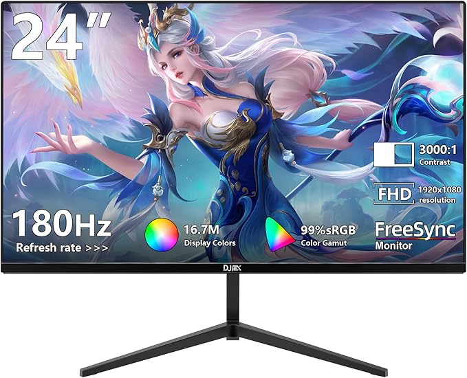24 inch Monitor FHD 1920x1080p 180Hz Screen 99% sRGB Refresh Rate 3ms Home Office Gaming Computer Monitor Sync Visual Experience for Work &amp Play Support Wall Mount Install