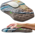 Ergonomic Slope Mouse Pad Wrist Support Wrist Rest Mousepad for Carpal Tunnel Pain Relief with Massage Bulge and Slow Rebound Memory Foam (12x8 inch Sunrise Beach)