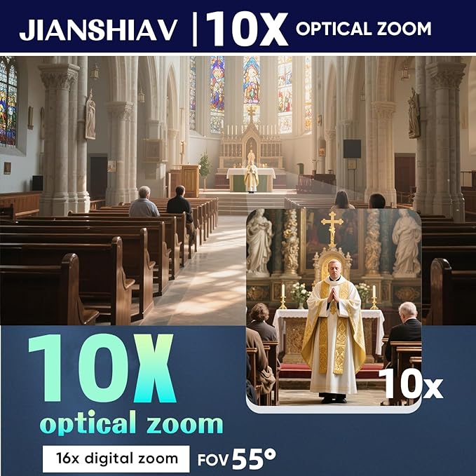 4K 30fps NDI PTZ Camera AI Auto-Tracking 12/20x Optical Zoom True to Life Colors POE HDMIUSBSDIIP Camera for Church Services Worship Education VMiX OBS (JS820USH4K (JS812USH4K)