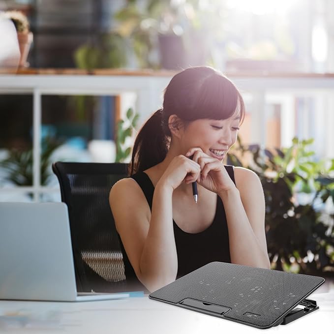 Laptop Cooling Pad 15.6 Inch with 1 Quiet Fan Black Cooling Stand for Gaming and Work Laptops Portable Heat Dissipation Base for Office and Home Use