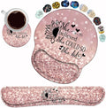 Keyboard Wrist Rest and Mouse Pad Wrist Support Set with Coasters She Believed She Could So She Did Inspirational Quote Wrist Mouse Pad with Non-Slip PU Base for Home Office Working Studying