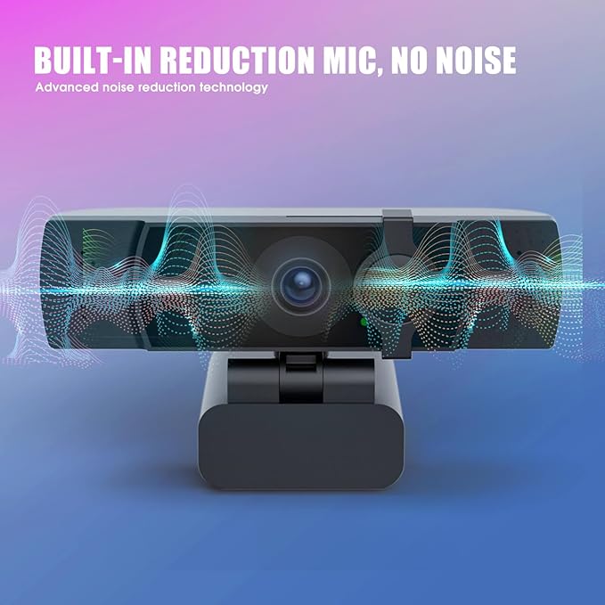 4K Webcam for PC &amp Laptop - Ultral HD 4K AI Autofocus Support DZoom and ePTZ Built-in Noise-Canceling Mics and Slidable Privacy Cover for Business Meetings Conferencing &amp Video Calls