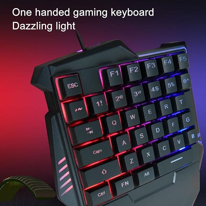 Goshyda One Handed RGB Gaming Keyboard Professional Ergonomic USB Wired Gaming Keypad with 35 Keys for Desktop Laptop Computer