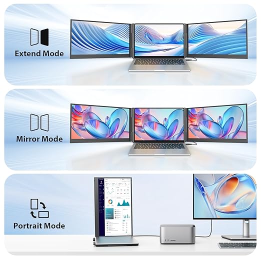 15.6'' Laptop Triple Screen Extender One Cable Connection 1080P FHD IPS Portable Dual Monitor with Speaker Ultra-Slim Travel Monitor for 13-17.3 Laptops Compatible with MacOS Windows Android