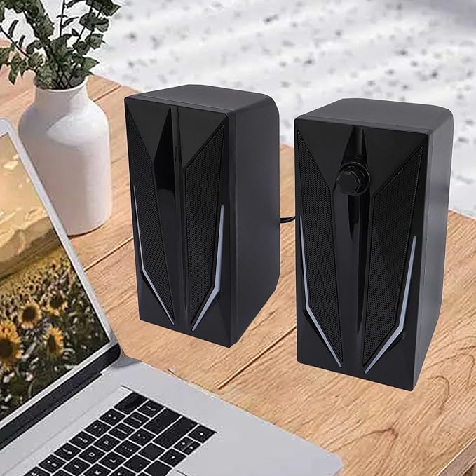 ASHATA 1 Pair Speaker for Laptop 3W Computer Speakers for Laptop PC RGB Lighting USB 3.5mm Interface 160Hz to 20KHz Frequency Response Plug and Play