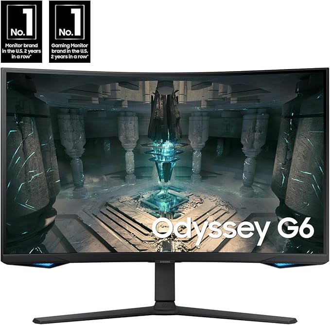Samsung 32 Odyssey QHD G65B Curved Gaming Monitor 240Hz 1ms (GTG) HDR 600 Gaming Hub 1000R AMD FreeSync Premium Pro LS32BG652ENXGO