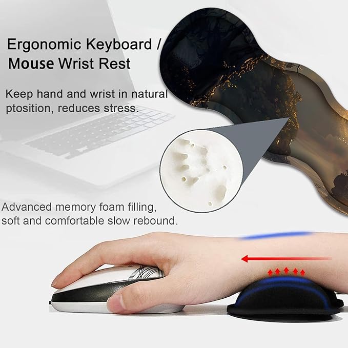 Large Gaming Mouse Pad Keyboard Wrist Rest Pad + Mouse Wrist Pad + Coaster 4 in 1 Set Extended Waterproof Non-Slip Desk Mat Suitable for Office Home Learning Games Pirate Ship