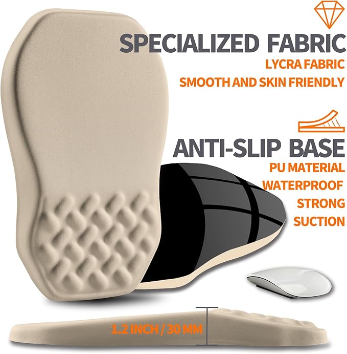 Ergonomic Slope Mouse Pad Wrist Support Wrist Rest Mousepad for Carpal Tunnel Pain Relief with Massage Bulge and Slow Rebound Memory Foam (12x8 inch Apricot)
