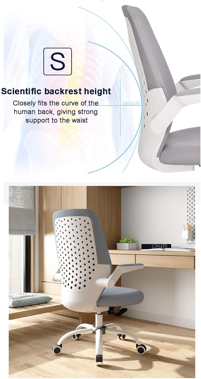 Office Chair Gaming Chair Computer Chair Ergonomic Computer ChairFabric Office Chair Upholstered Adjustable Desk Chair with Flip-up Armrestfor Work or Gamer at HomeModern Executive Chair