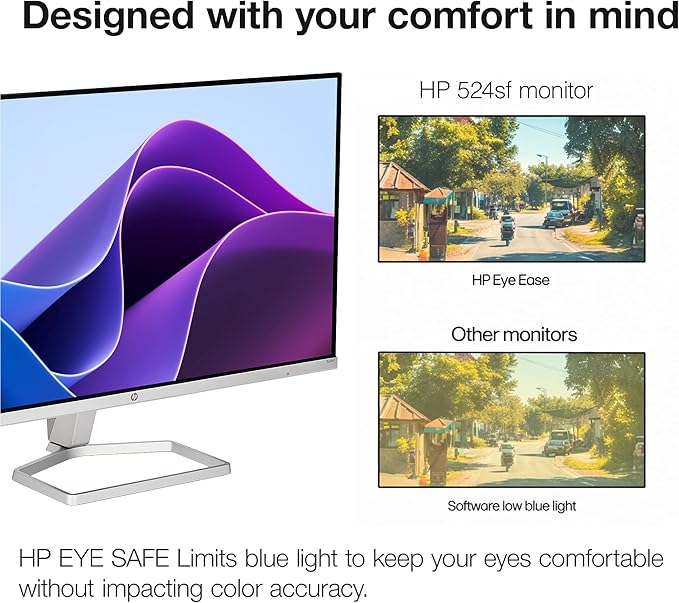 HP Series 5 524SF 23.8 Full HD (1920×1080) Monitor | IPS Display 100Hz Refresh Rate Slim Bezel Eye Comfort Technology &amp HDMI Connectivity Replaces M24F (94C17AA#ABA) + Keyboard/Mouse + More