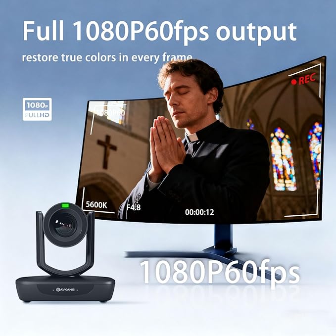 AVKANS AI Auto Tracking NDI HX3 PTZ Camera 30X Zoom Live Streaming HDMI SDI PTZ for Church Worship and Live Event (Black 30X AI Tracking Camera)
