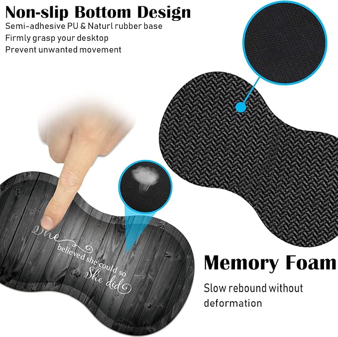 Large Game Mouse Pad + Wrist Support Pad + Coffee Coaster She Believed She CouldSo She Did Foldable Table Mat with Stitched Edge Non-Slip Set Pad Suitable for Office Work and Home