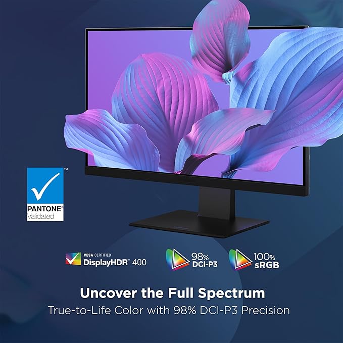 ViewSonic VP2488-4K 24 Inch 4K Mac-Ready Monitor with 100% sRGB 98% DCI-P3 Pantone Validated Advanced Ergonomics Thunderbolt 4 USB Hub HDMI and DP for Home and Office