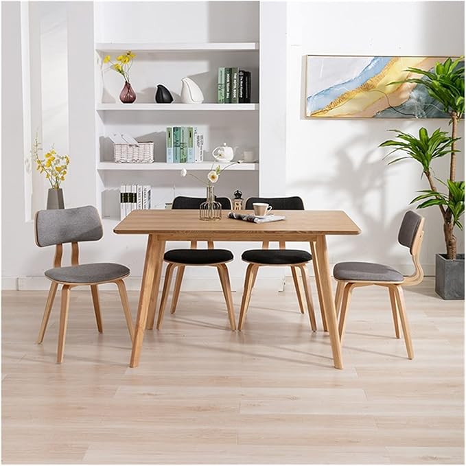 Adjustable Office Computer Chair with Armrest Solid Wood Dining Chairs Kitchen Furniture Hotel Restaurant Chair Household Backrest Room(Gray-Wood)
