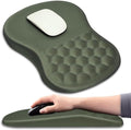 Hokafenle Ergonomic Mouse Pad Wrist Support with Massage Design Wrist Rest Pain Relief Mousepad with Memory Foam&ampNon-Slip PU Base Mouse Pads for Wireless Mouse &amp Desk (12x8 inchOlive Green)