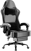 Gaming Chair with Pocket Spring Cushion and Footrest Ergonomic Computer Chair for Adults Breathable PU Leather Game Chair