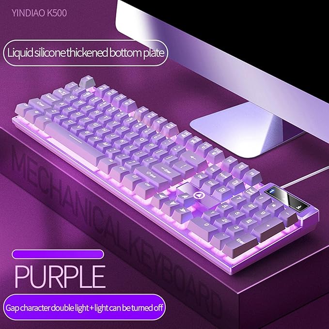Mechanical Gaming Keyboard USB Multimedia Controls LED Lighting Effects for Computer Desktop