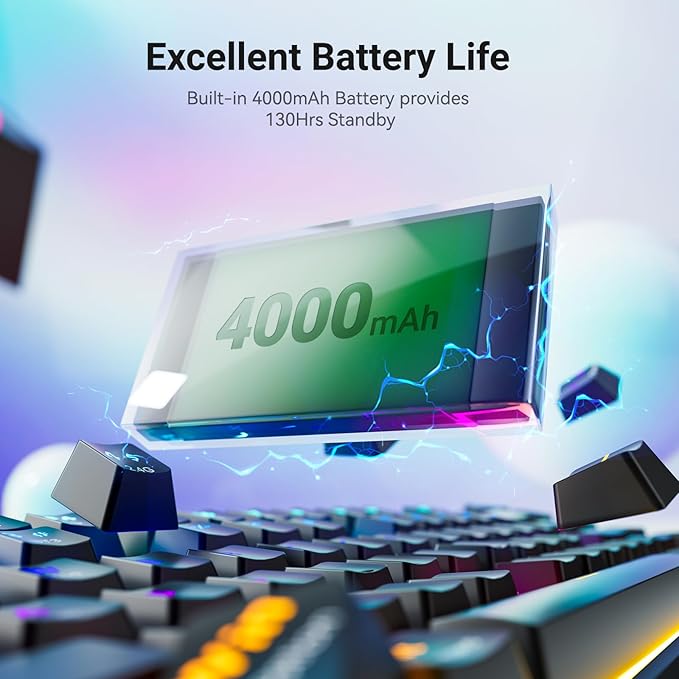 Redragon K708 Wireless Mechanical Keyboard with Screen Volume Knob &amp Pre-Lubed Switches - Tri-Mode (Bluetooth/2.4G/USB-C) RGB Gasket Gaming Keyboard Hot Swappable 4000mAh Battery for PC Mac e